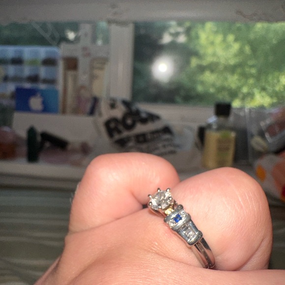 Engagement ring with wedding band ring guard, size 6. - Picture 13 of 13